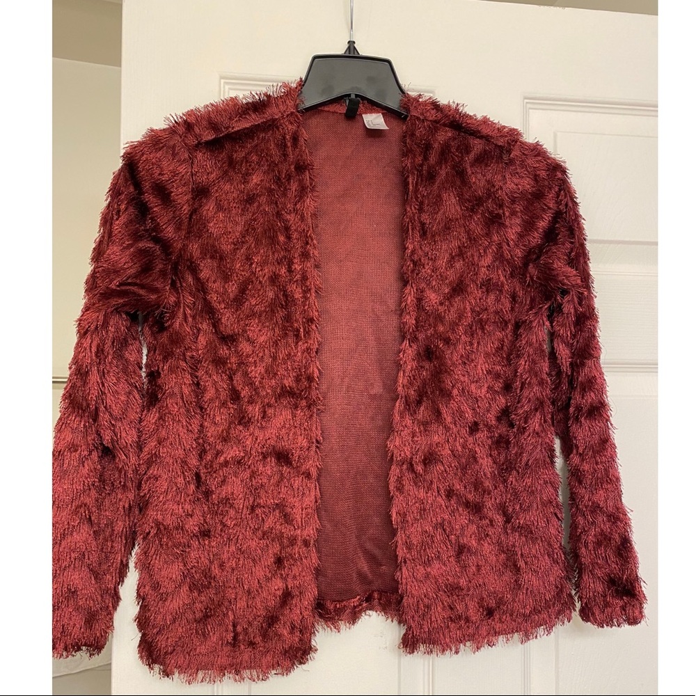 Burgundy H&M (Divided) Furry Blazer Size US (S)